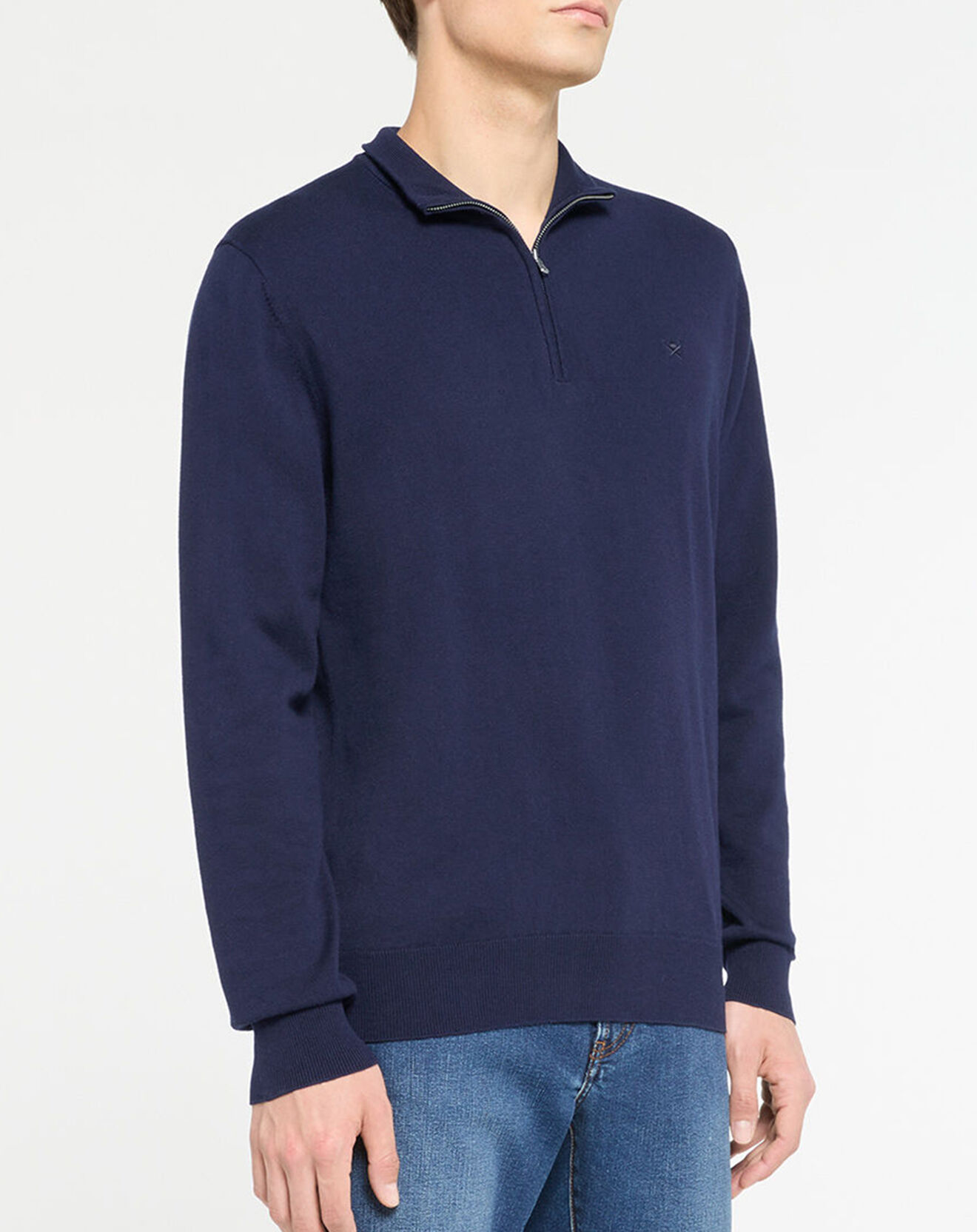 Hackett London Pull en Coton & Soie bleu foncé
