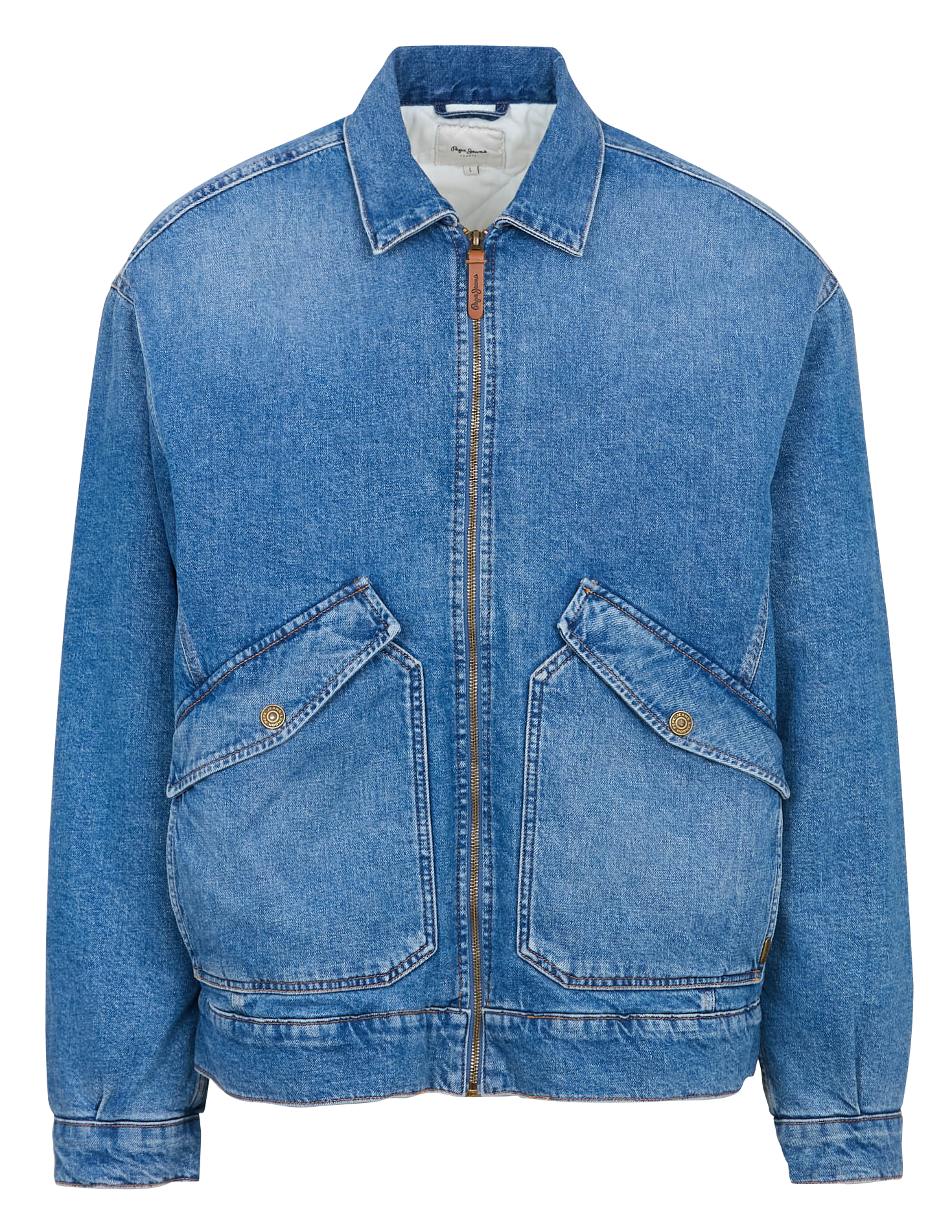 Manteau épais en jean coton| Bleu