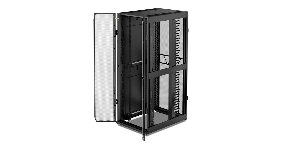 APCNetShelter SX AR3140B2, 42U server rack  (Zwart/groen, 1991H x 750B x 1070D mm, met zijpanelen)