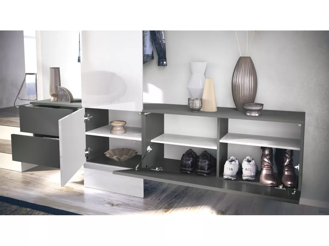 Vestiaire Gris Et Aspect Bronze (lxhxp) : 209 X 193 X 35