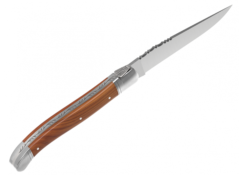 Couteau Laguiole avec un manche en bois d'If et 2 mitres en acier inoxydable