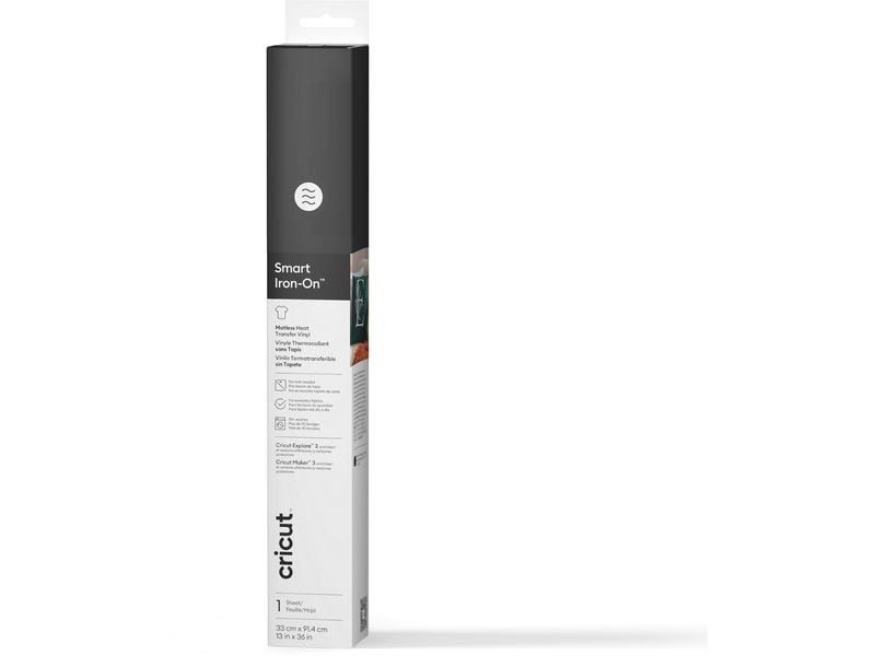 Cricut Aufbügelfolie Smart Iron-On 33 x 91.4 cm, Schwarz Hitzebeständige Vinylrolle