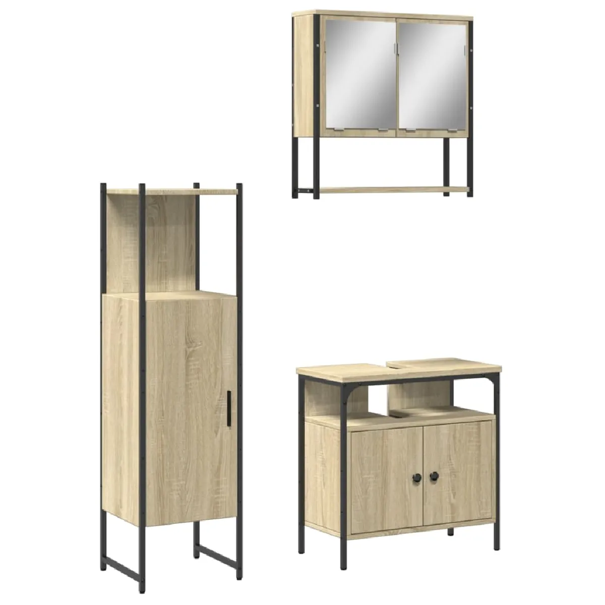 vidaXL Ensemble Meubles Salle de Bain 3 pcs Chêne Sonoma
