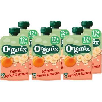6 x Organix Knijpfruit Havermout, abrikoos & banaan 12mnd