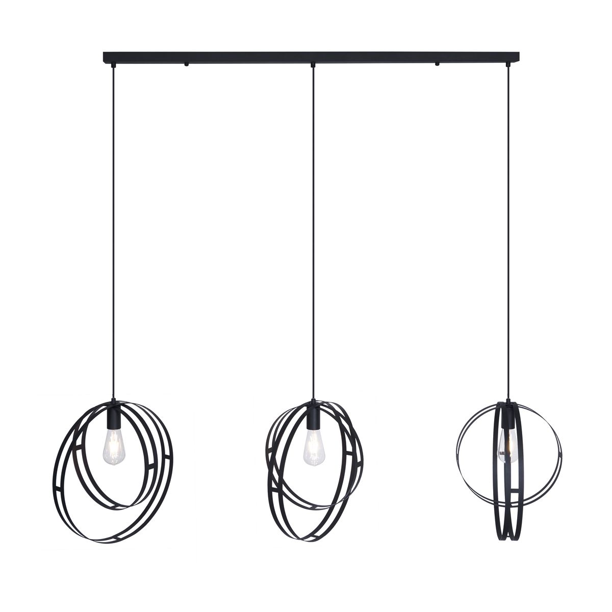 Design hanglamp zwart langwerpig 3-lichts - Indu