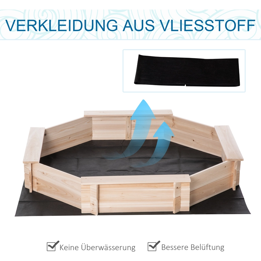 Outsunny Sandkasten mit Polyester-Abdeckung natur