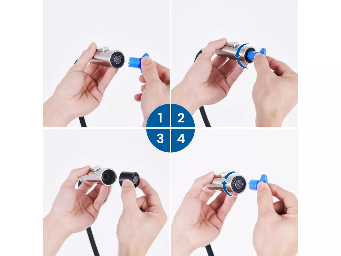 AURALUM MAX Robinet de Cuisine,Mitigeur d'Évier Inox avec Douchette Extractible,2 Modes Jets Eau Froide/Chaude Rotatif à 360°,Bec en Forme de U,Brossé