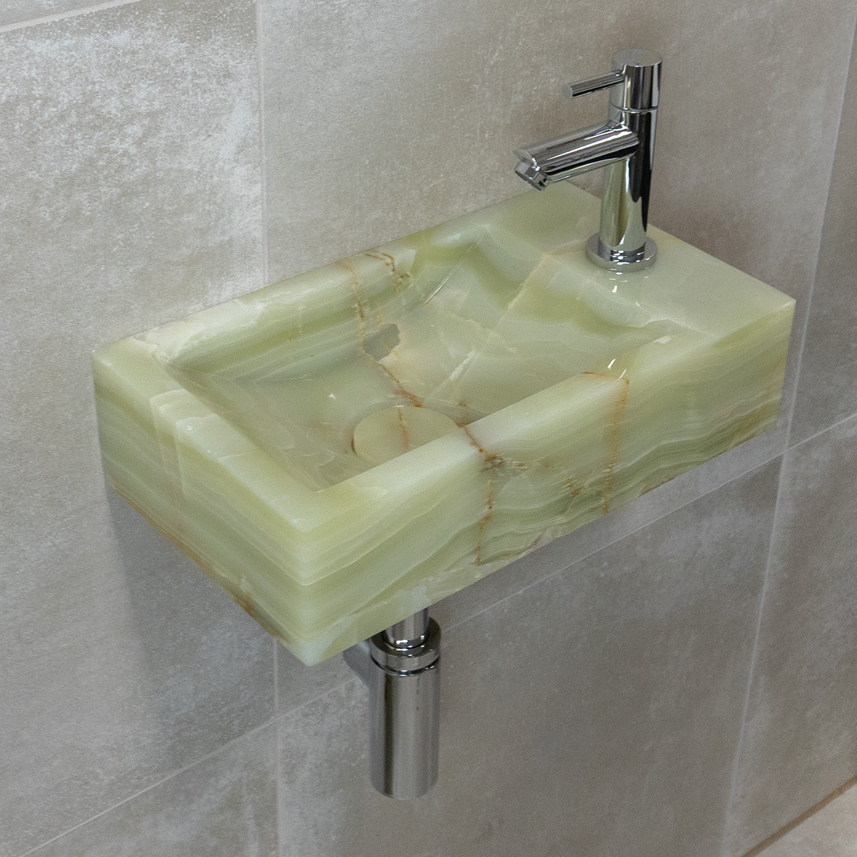 Saniclear Green Onyx fonteinset met rechte kraan in chroom