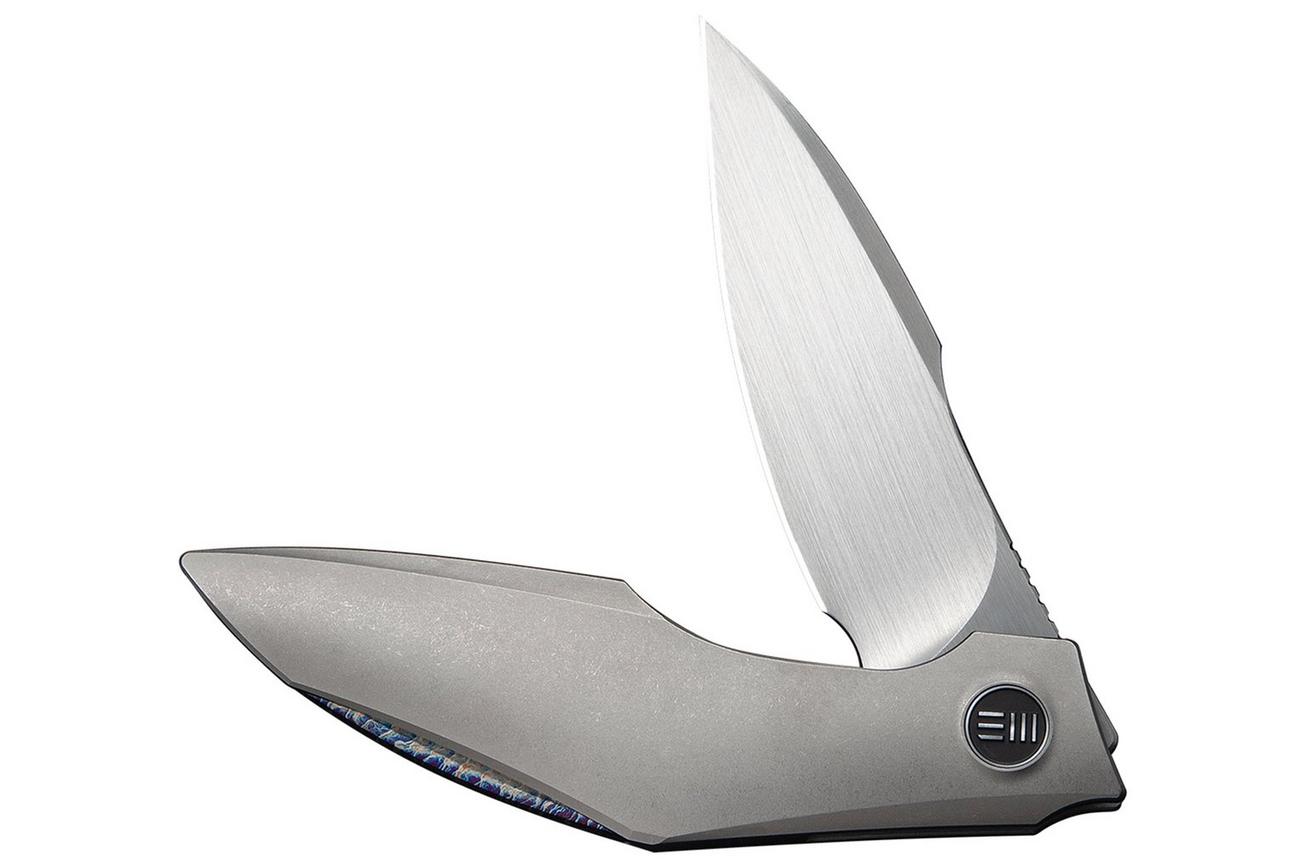 WE Knife Krait Snake WE24084-2 Hand Rubbed Satin Böhler M390, Gray Titanium, Flamed Hardware, zakmes, Tashi Bharucha design