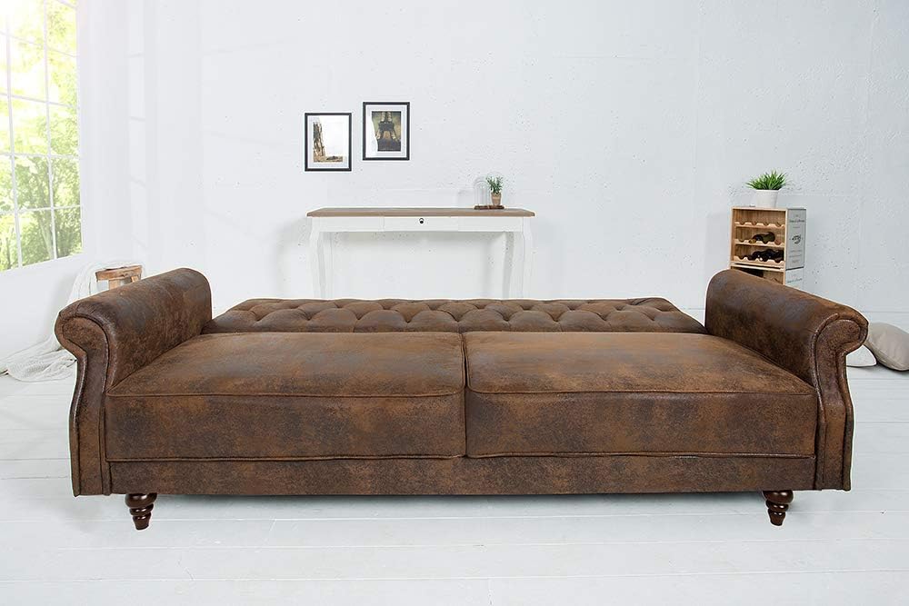 invicta INTERIOR Chesterfield Sofa Maison Belle AFFAIRE 220cm antik braun mit Schlaffunktion Schlafsofa Schlafcouch