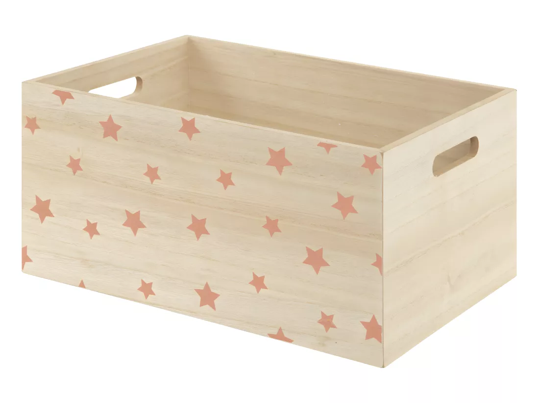 Lot de 3 Caisses de rangement Enfant Cagettes en Bois déco étoile