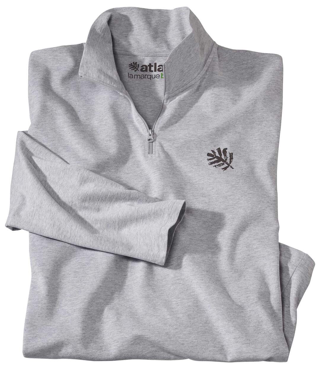 Le Polo Zippé Homme en Coton Bio Gris Chiné