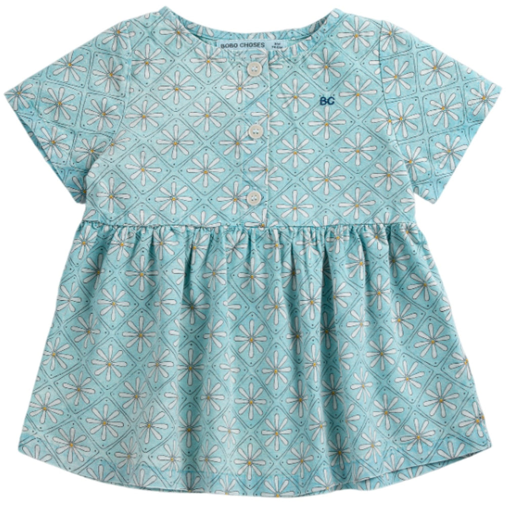 Køb Bobo Choses Light Blue Daisy Mosaic All Over Woven Kjole