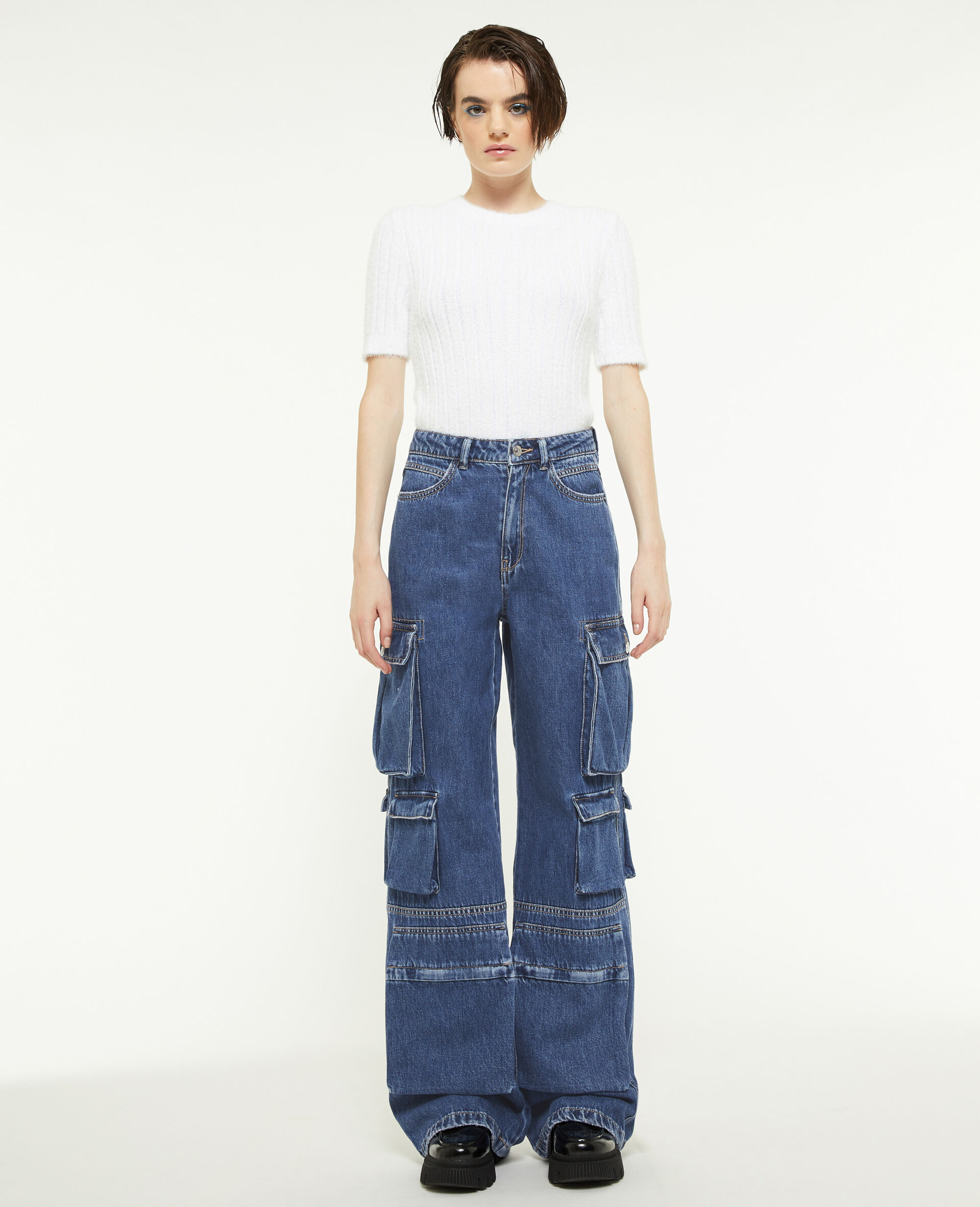 Jean cargo large multipoche - Bleu
