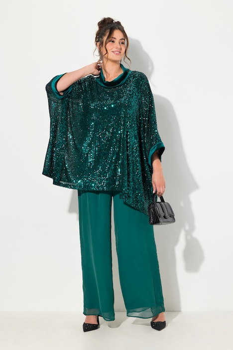 Chiffonhose, doppellagig, weites Bein, Elastikbund