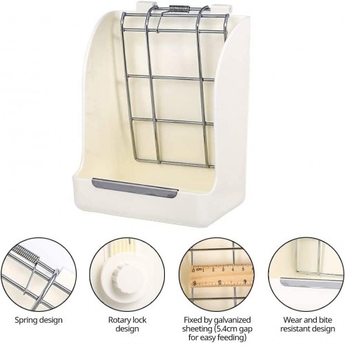 Alimentador Edipets de plástico branco para coelhos e roedores.