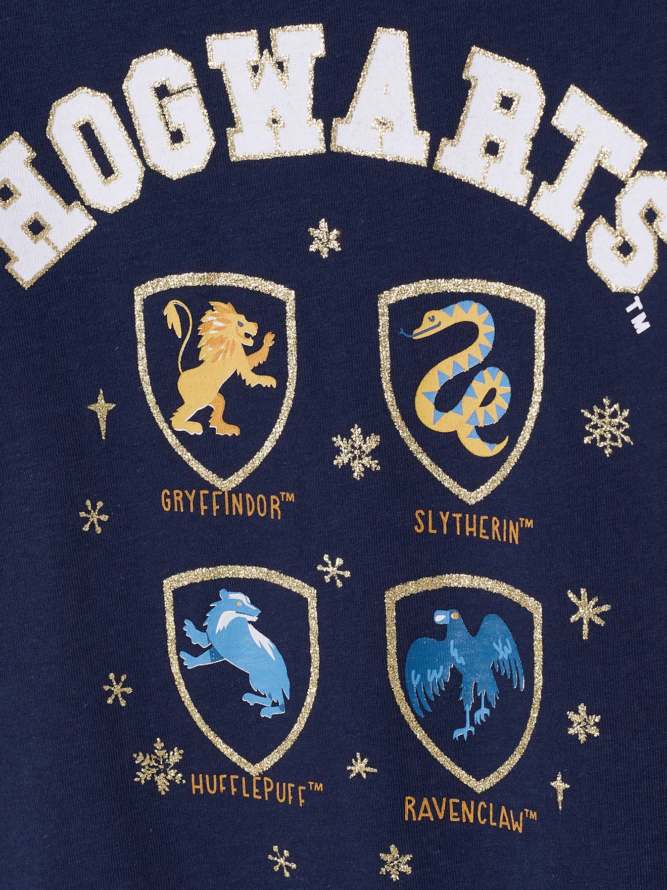 Camiseta de manga comprida Harry Potter®, lisa, azul-escura com estampas.