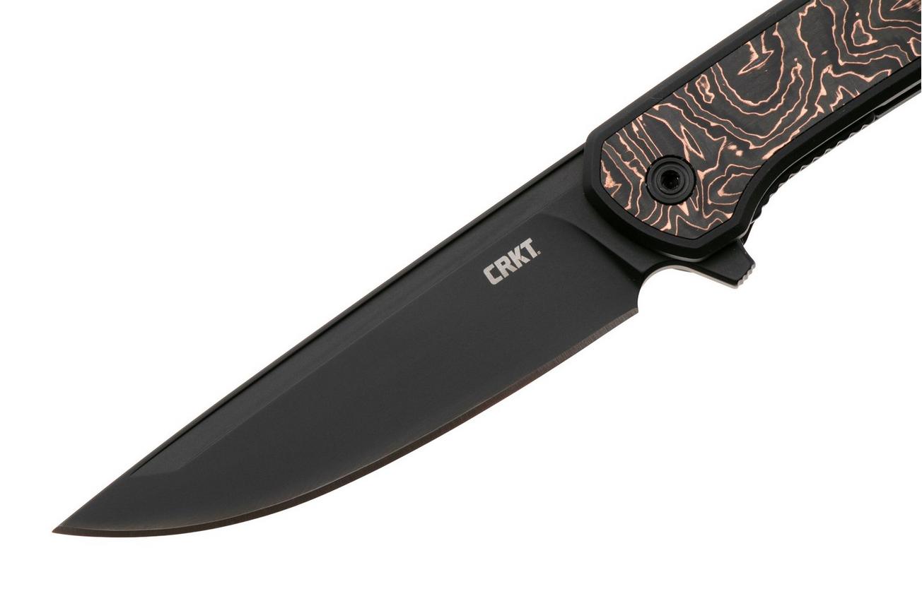 CRKT Q Compact 7077CF Black DLC CPM S35VN, Black DLC Aluminum, Carbon Fiber Inlay zakmes, Richard Rogers design