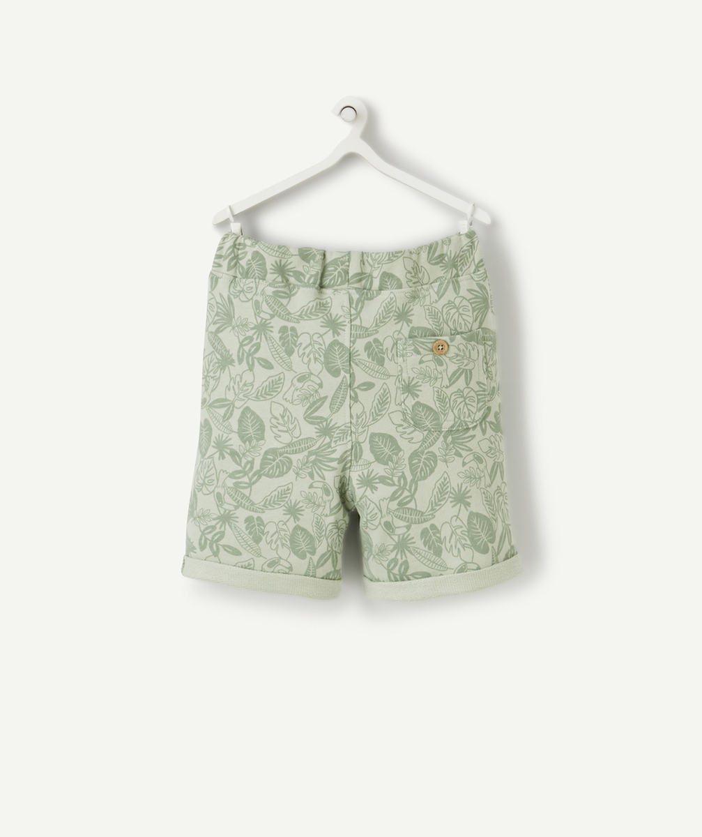 BERMUDA BÉBÉ GARÇON EN FIBRES RECYCLÉES VERT IMPRIMÉ TROPICAL