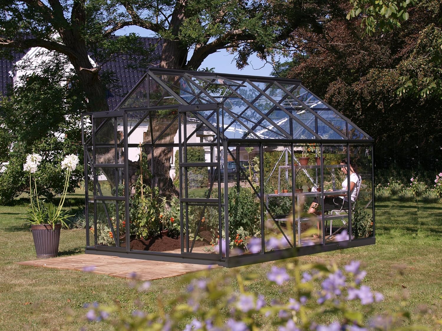 Gewächshaus Merkur 8300' (8,3 m², grau, 3 mm Sicherheitsglas)