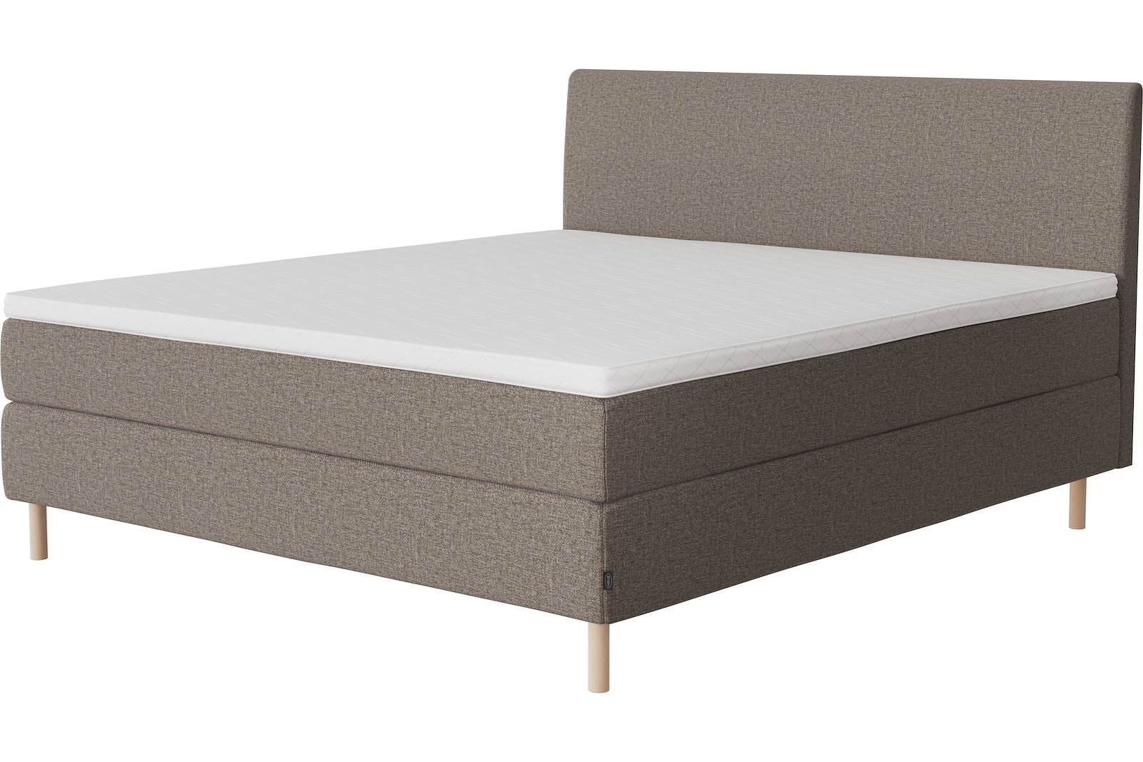 Glow kontinentalseng Tekstil 272 Muldvarp, fast/fast, seamless, Sleep I overmadrass og runde slanke 18 cm hvitvasket ben + støtteben