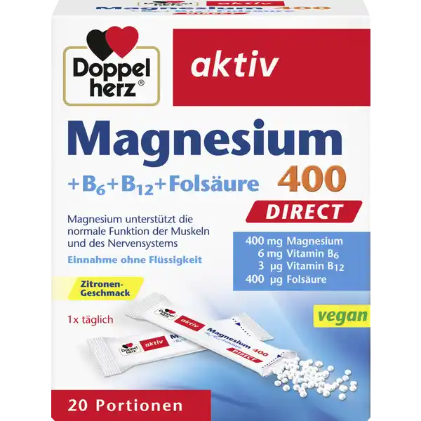 aktiv Magnesium 400 Direct + B6 + B12 + Folsäure