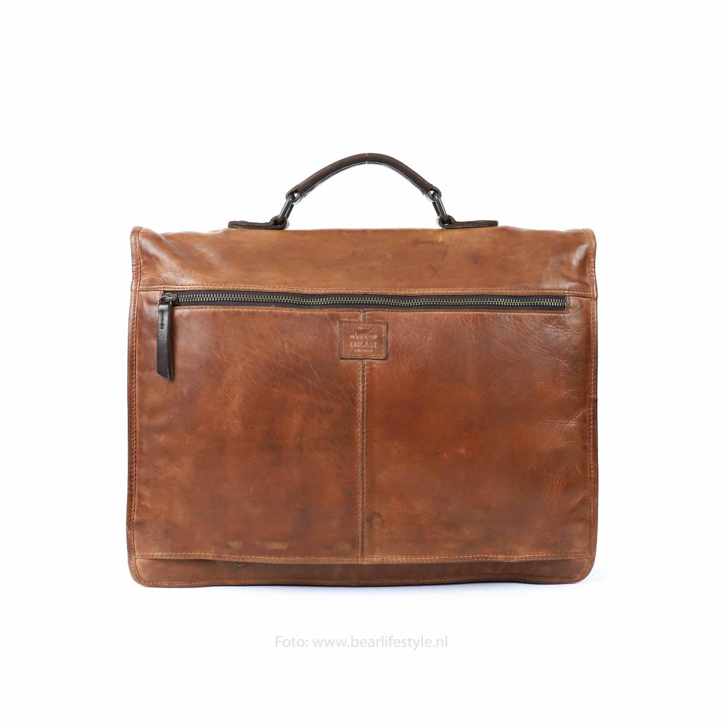 Bear Design Cow Lavato Aktetas Guus 15,4 inch Cognac/ Donkerbruin CL32844