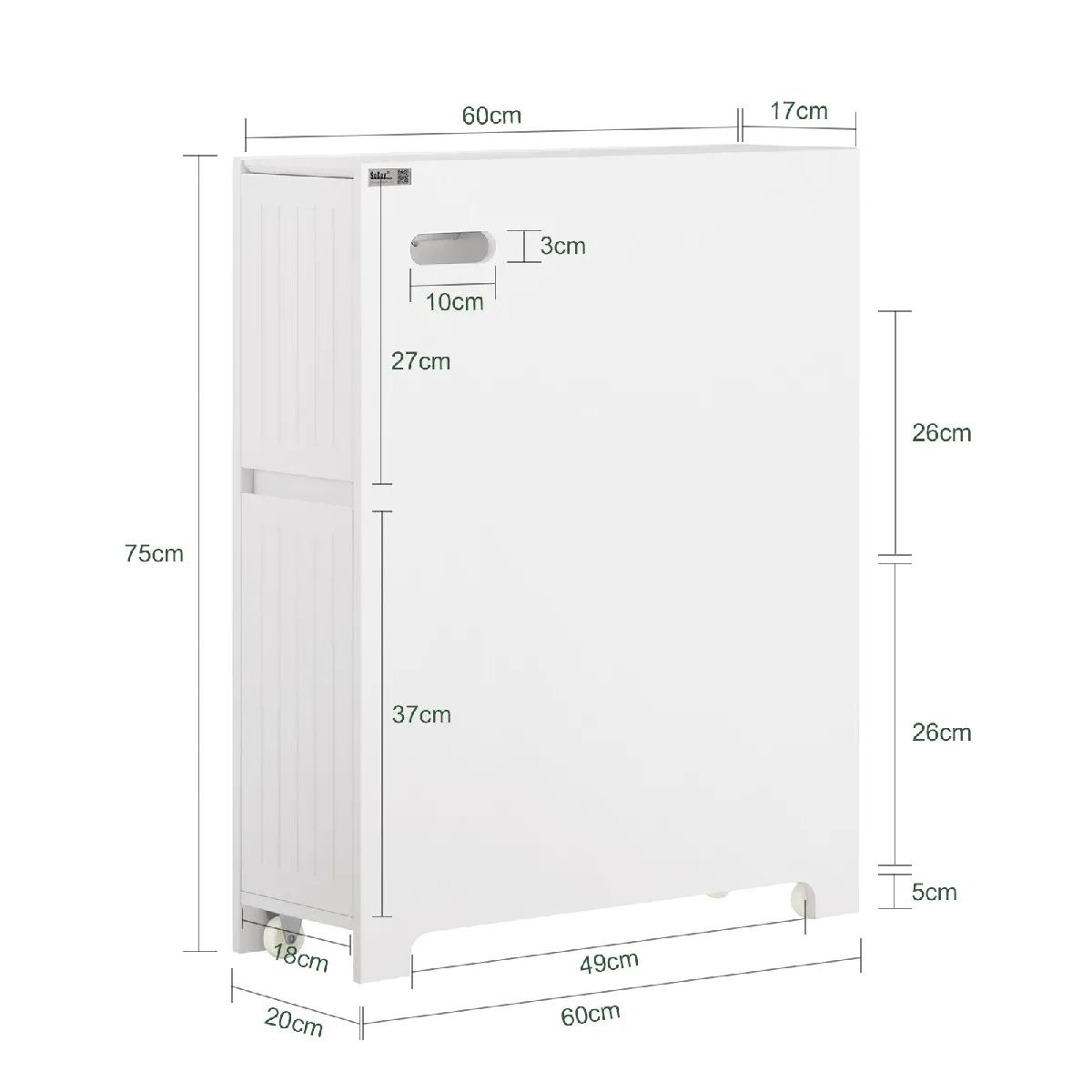 SoBuy BZR111-W Armoire WC sur roulettes