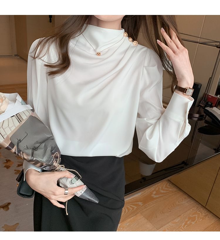 Superduper - Blouse met lange mouwen en col