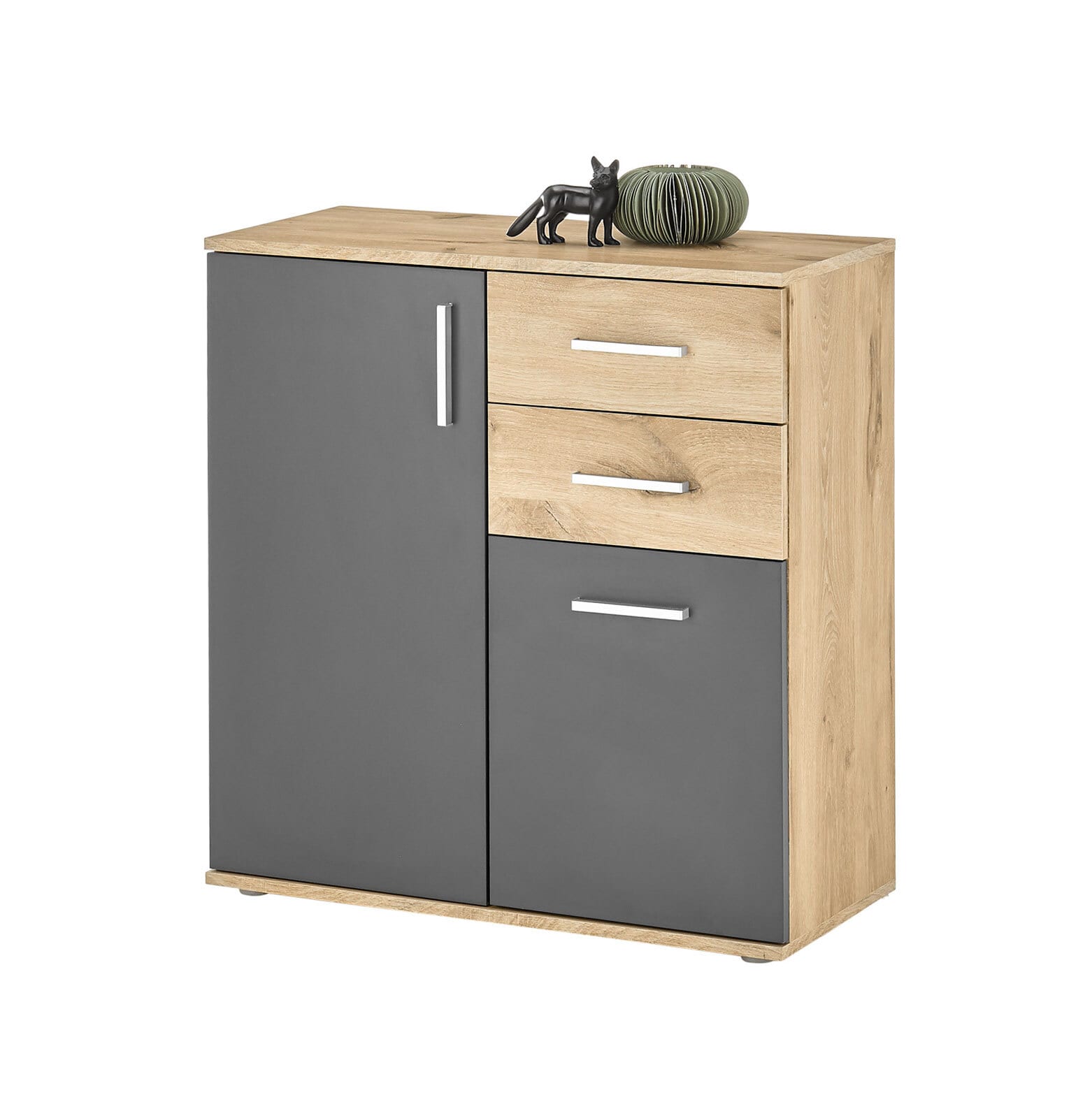 Kommode Vanni4 80 x 84 cm Viking Oak-Dekor/Grau