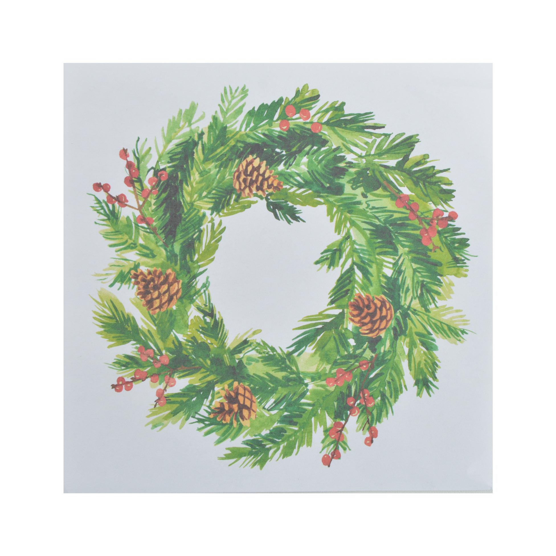 SET 20 SERVIETTES 3 PLIS 33X33CM COURONNE AQUARELLE