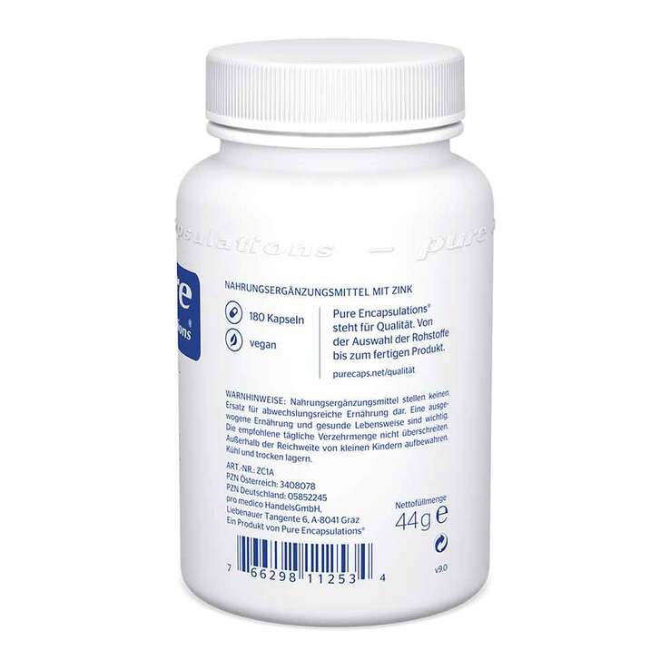 Pure Encapsulations Zink Zinkcitrat Kapseln, 180 St