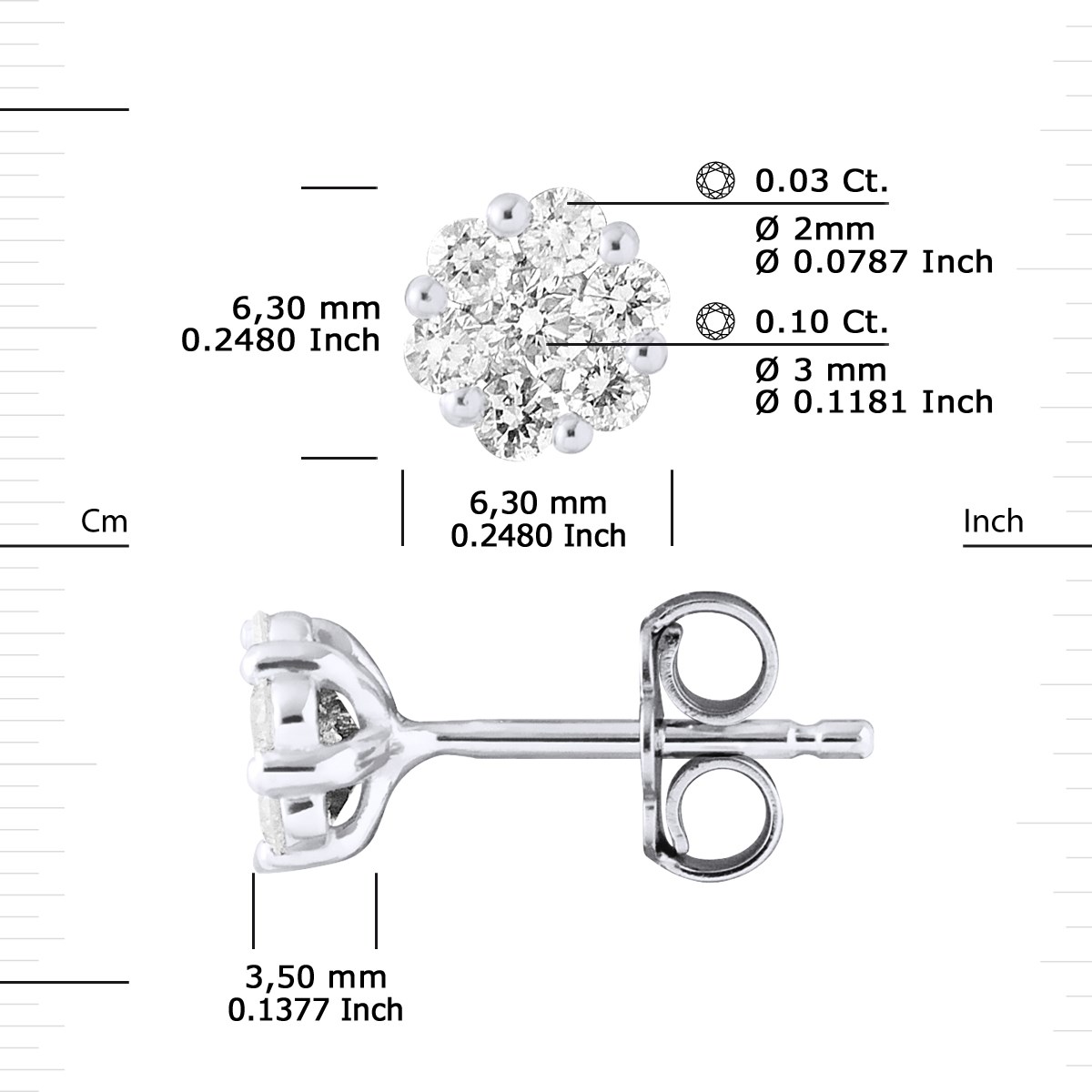 Clous d'Oreilles Diamant 0,70 Cts - Or Blanc