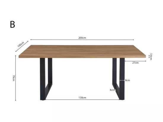 Table à manger EDWAR longueur 200cm en décor chêne vieilli, idéal pour une salle à manger conviviale