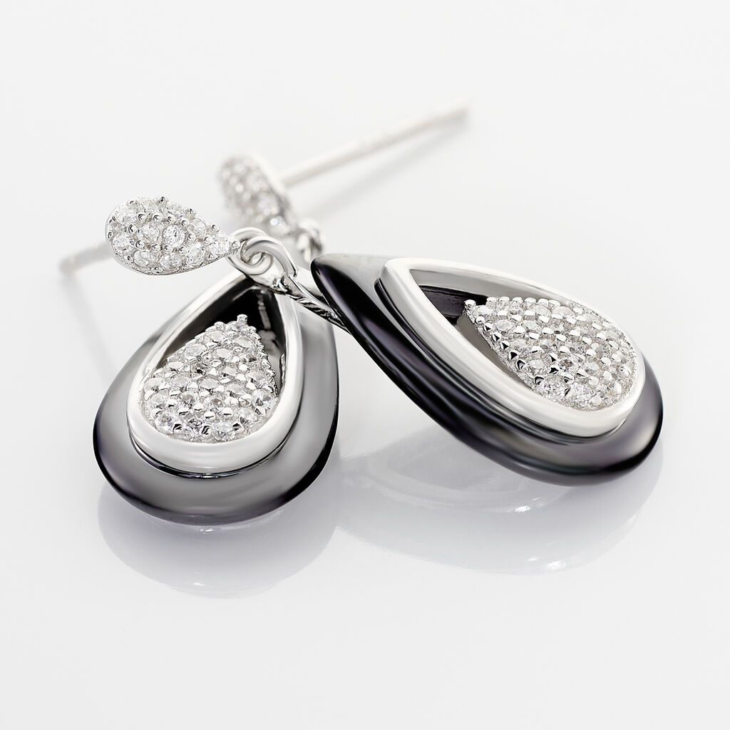 Boucles D'oreilles Pendantes Marina Cera Argent  Céramique Et Oxyde