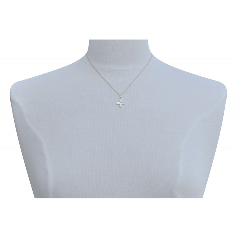 Pendentif Plaqué Or Croix Trèfle de Nacre