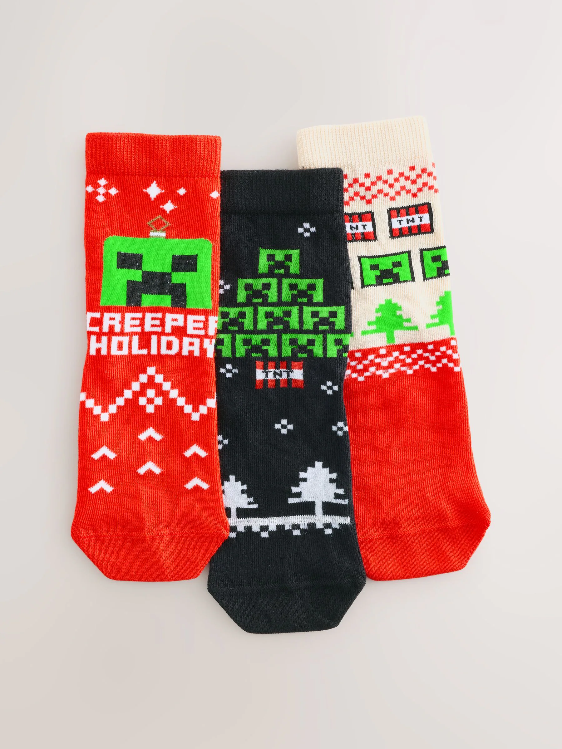 Minecraft - Christmas License Character Cotton Rich Socks 3 Pack