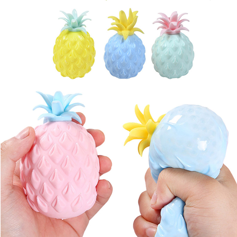 (3er Set) Anti Stress Silikon Knautsch Spielzeug Fidget Spiel - Ananas