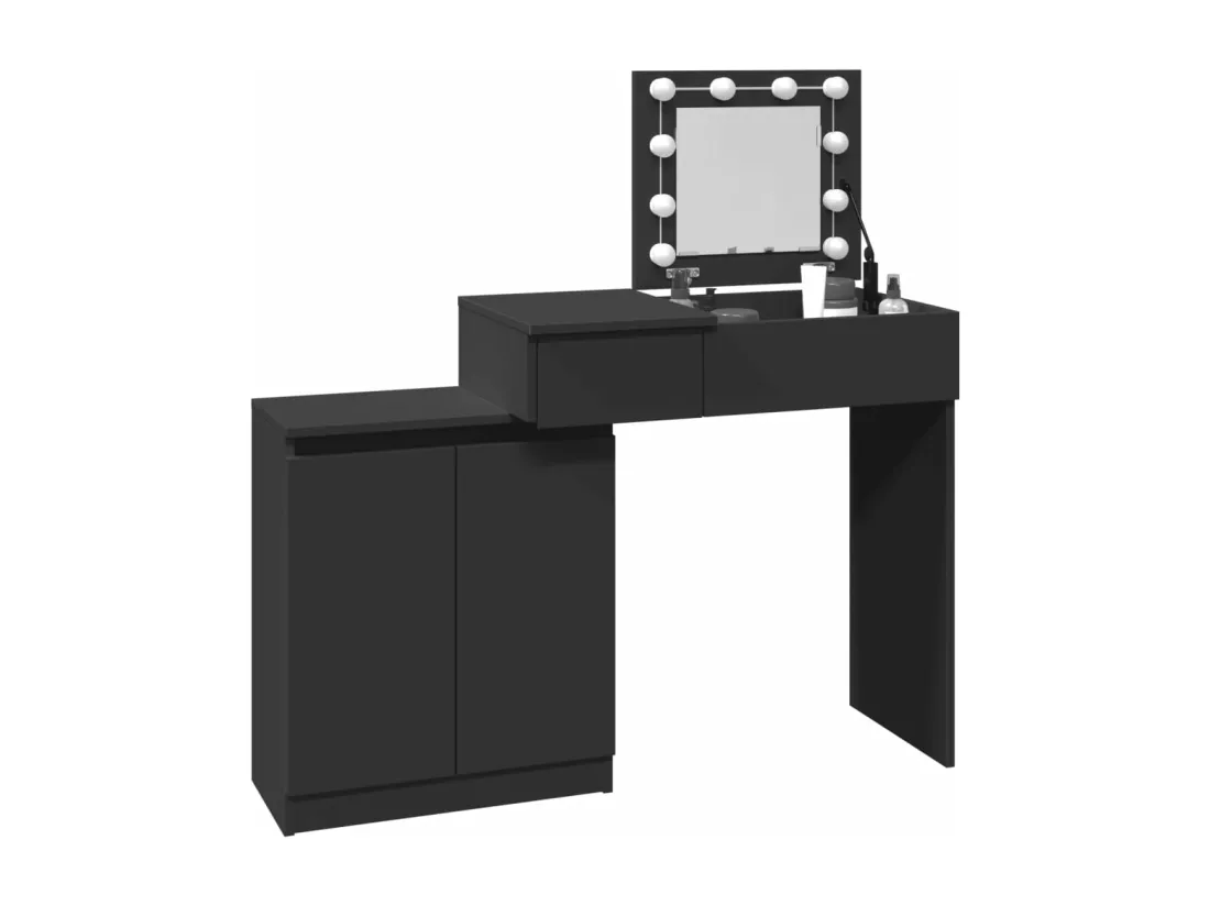 Coiffeuse avec LED noir 115x37x110,5 cm