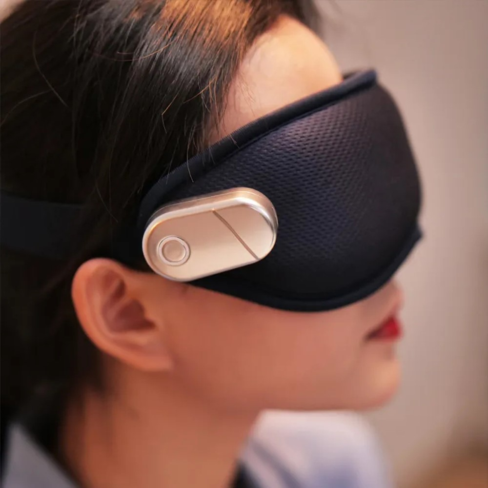 2in1 Elektrische USB Augenmaske Wärmende Massage Maske Kühlende Augenbinde - Dunkelblau