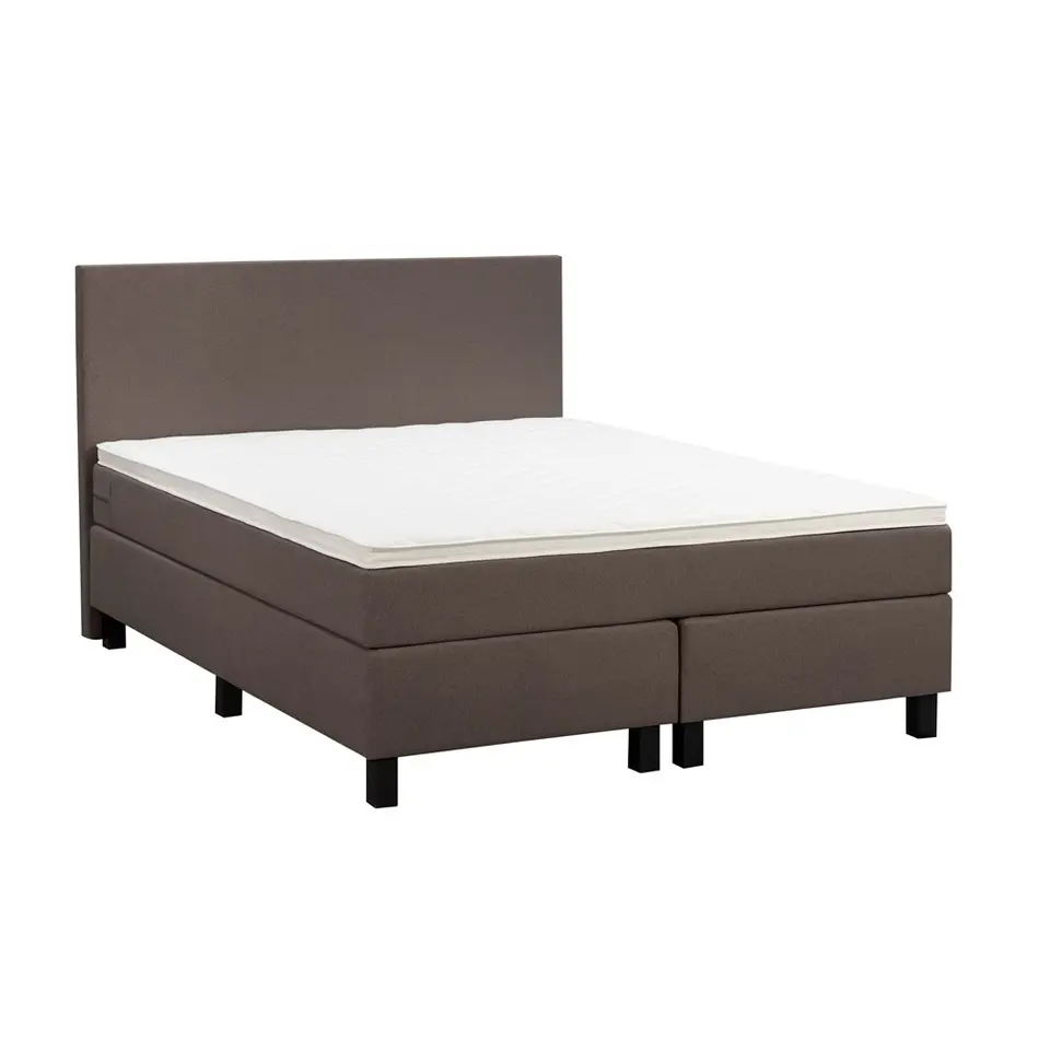 Boxspring Liv egaal - donkerbruin - 140x200 cm - vierkante poot