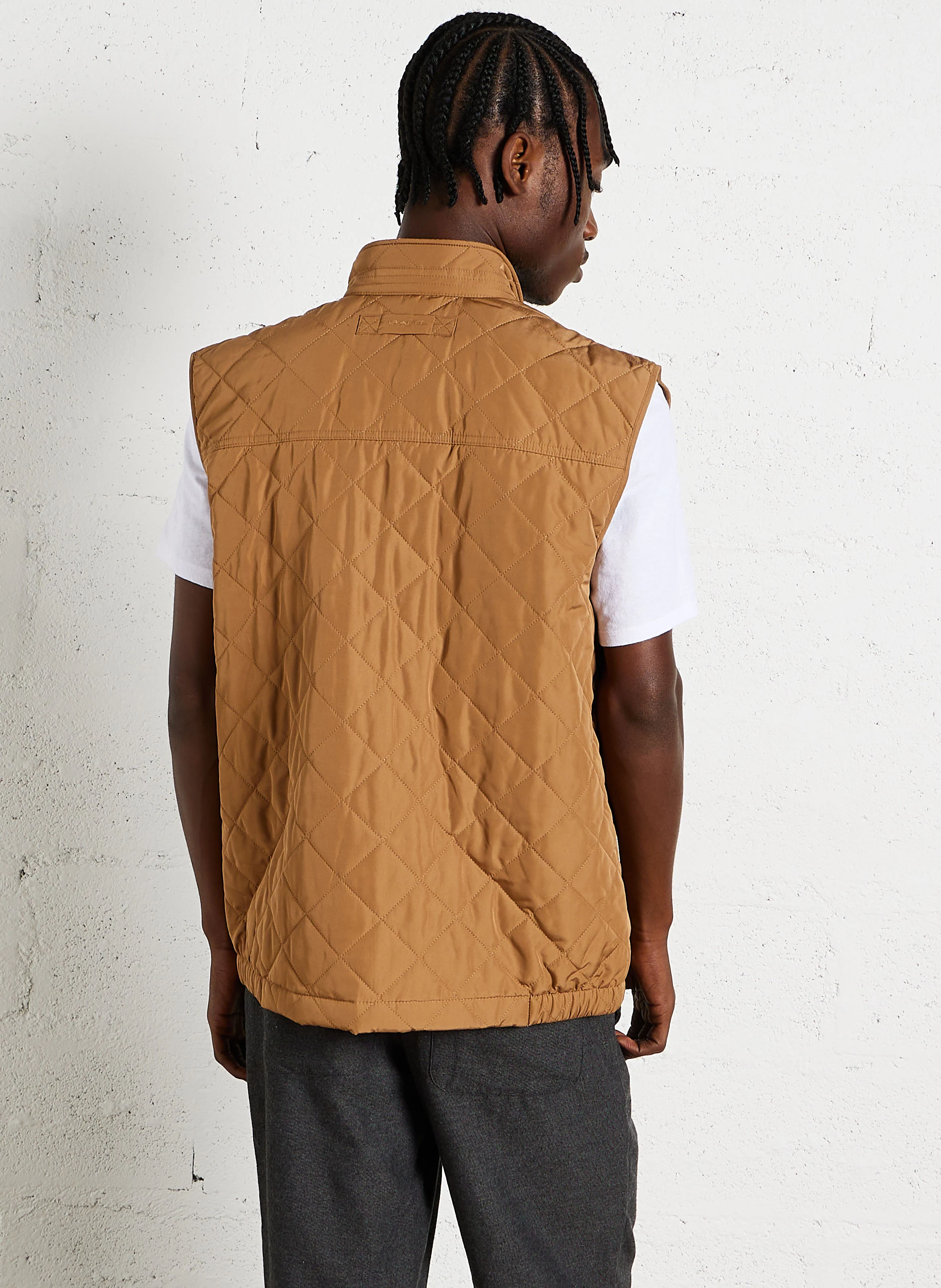 Veste droite matelassée à col montant | Marron