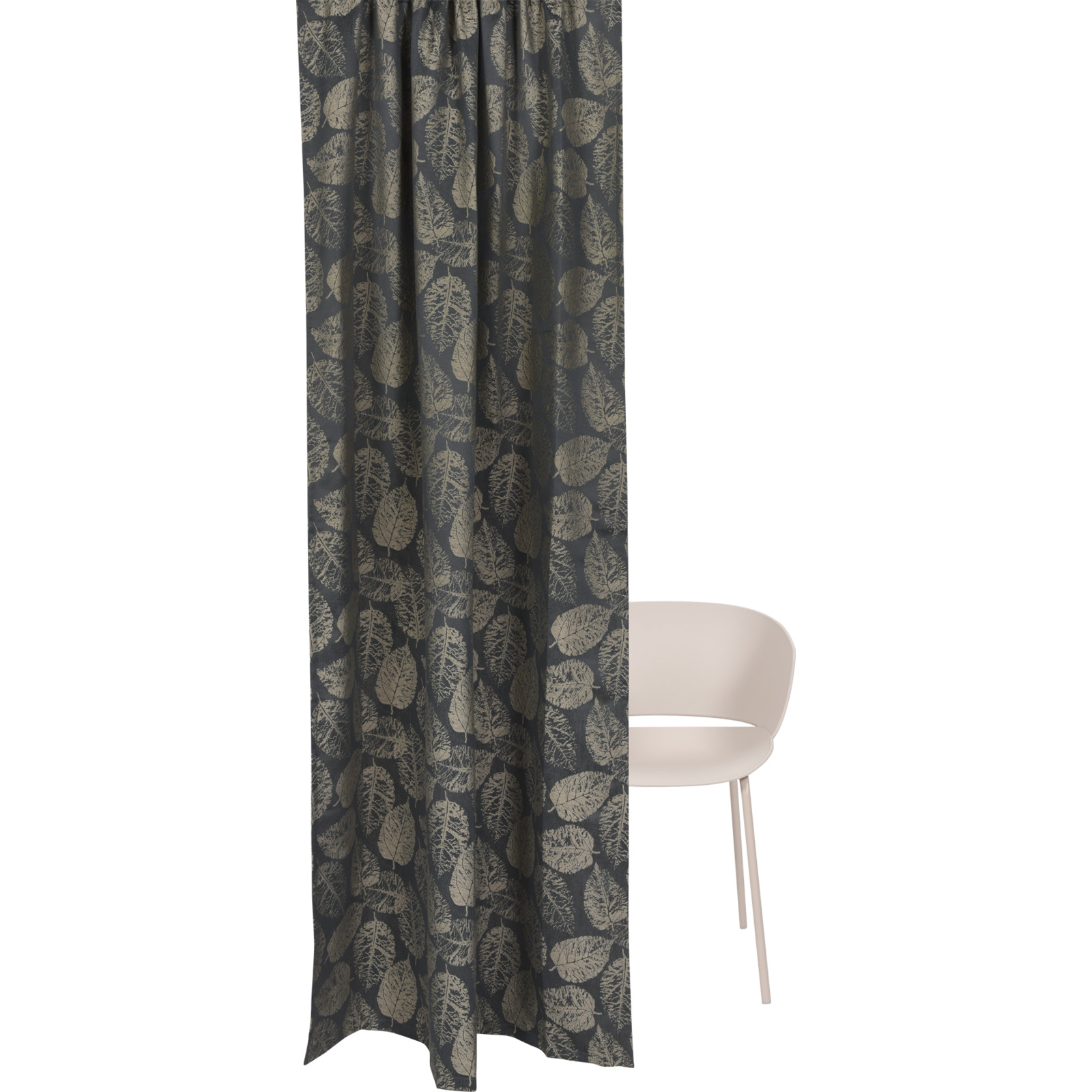 Fertigvorhang Jacquard Blätter 135 x 250 cm anthrazit