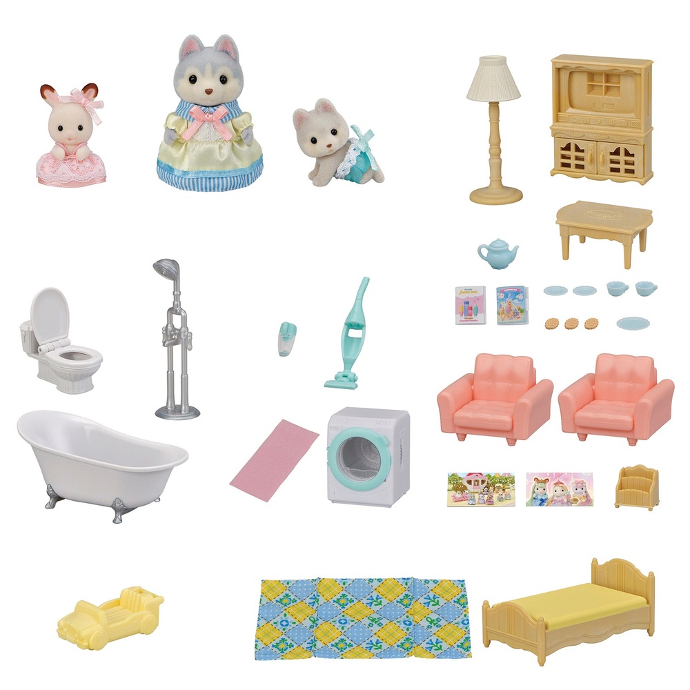 Sylvanian Families Landhaus-Geschenkset mit rotem Dach – Geheimes Dachboden-Spielzimmer