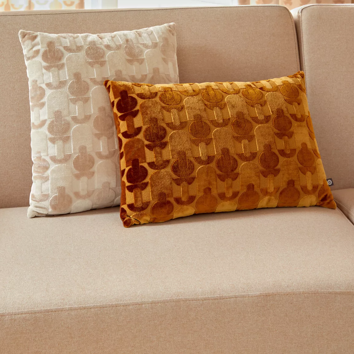 Coussin rectangulaire velours (30 x 50 cm) Luna Jaune ocre