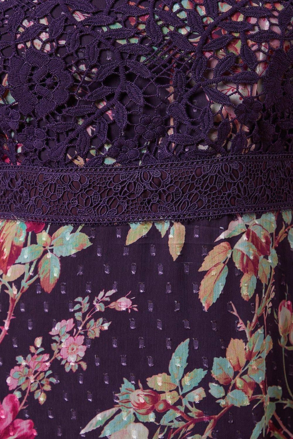 Oasis Robe Midi à Corsage en Dentelle Florale Petite Occasion
