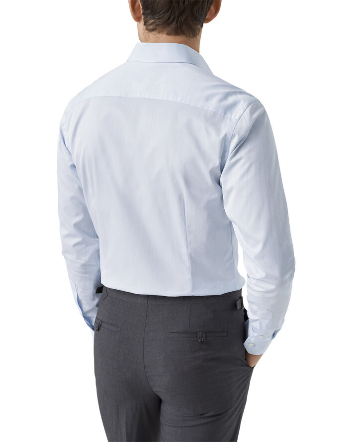 ETON Slim Fit Light Blue Solid Elevated Twill Shirt Lyseblå