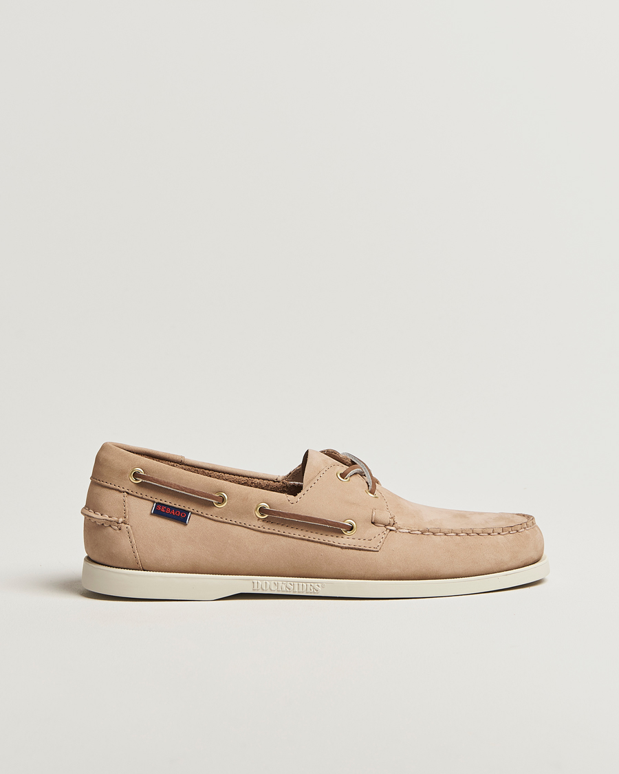 Sebago Docksides Portland Nubuck Boat Shoe Beige Camel