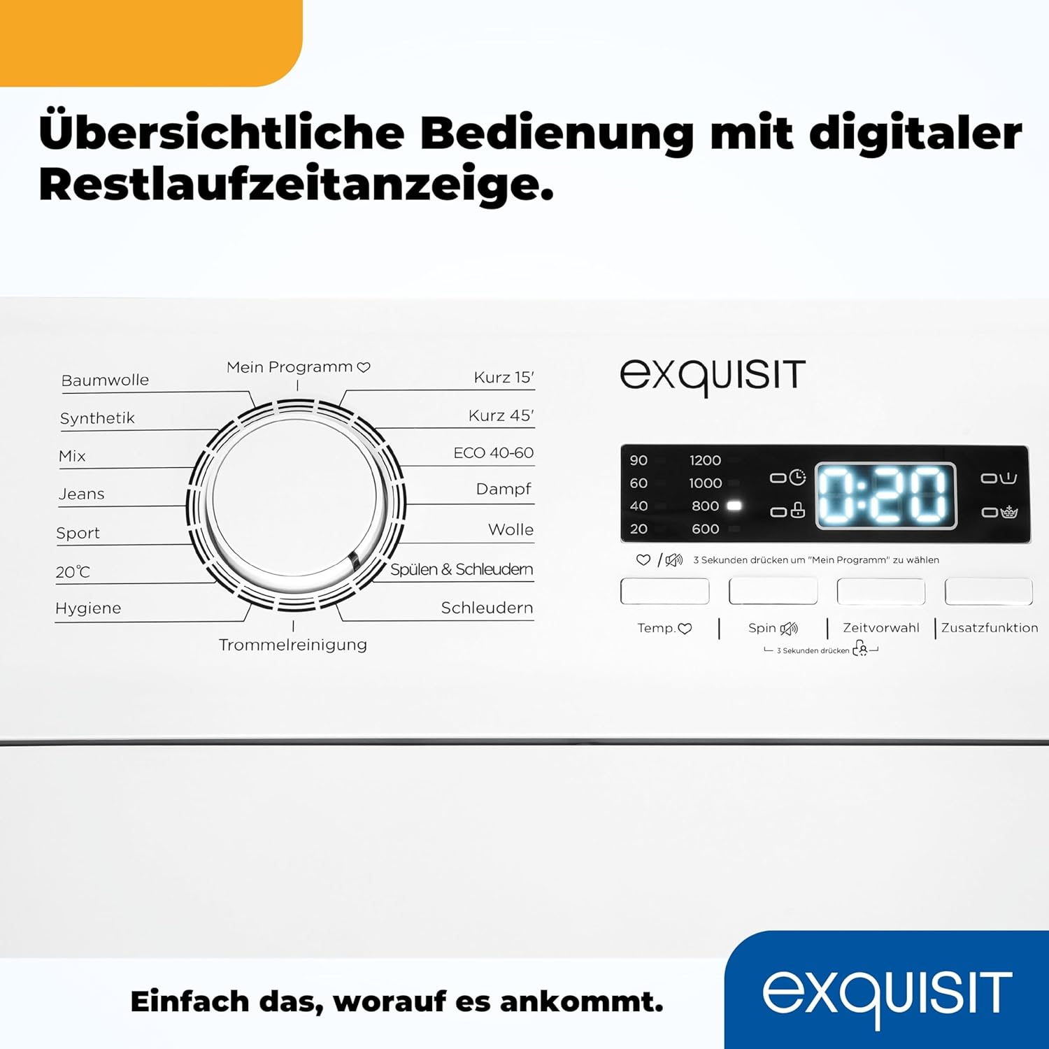 Exquisit Waschmaschine 7,5kg, Toplader, Waschmaschine schmal, Energieklasse A, 1200 U/Min, Startzeitvorwahl, Kurzprogramm, LTO1207-030A weiss