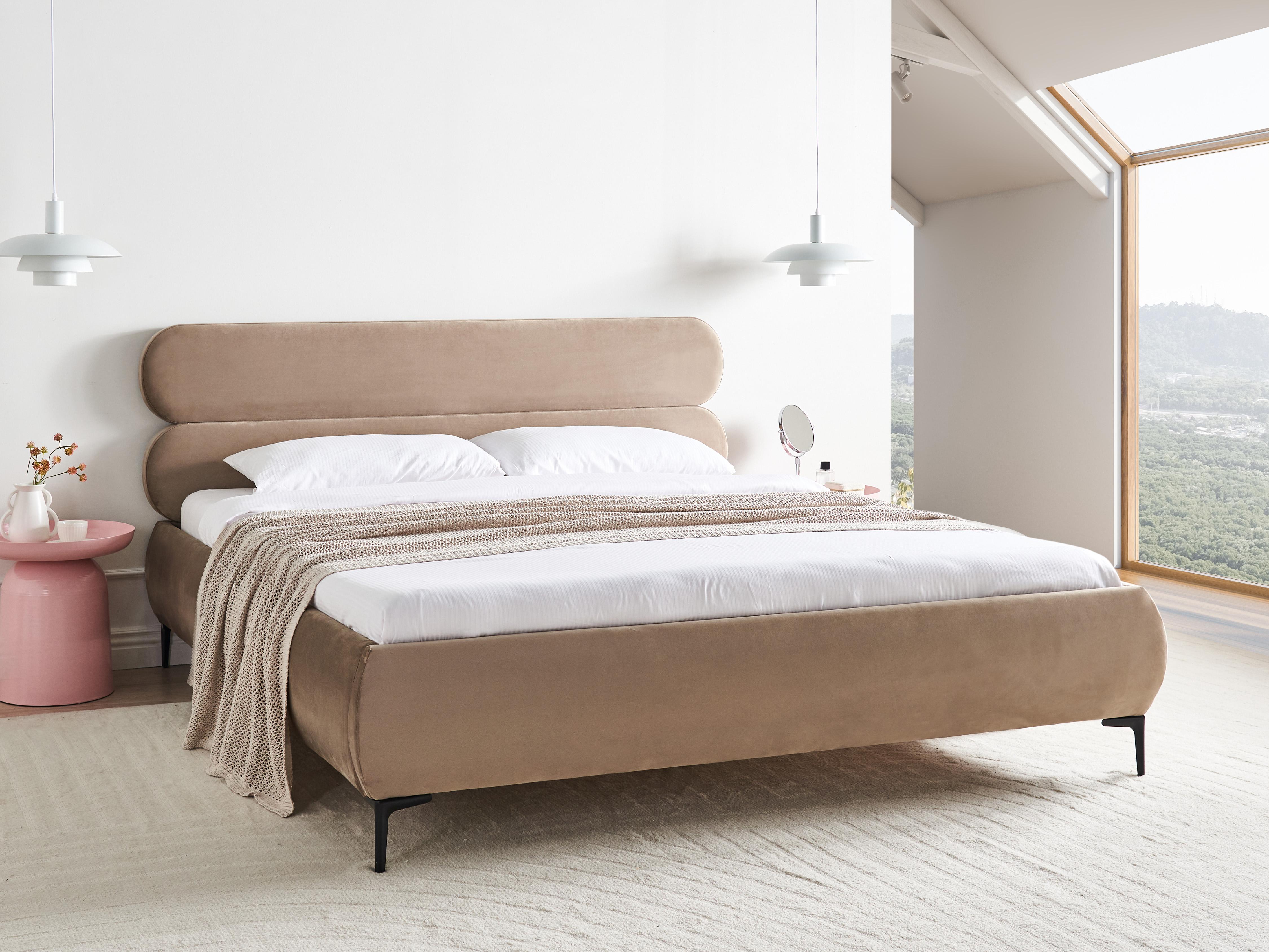 Bed Fluweel LESSAY 180 x 200 cm Taupe